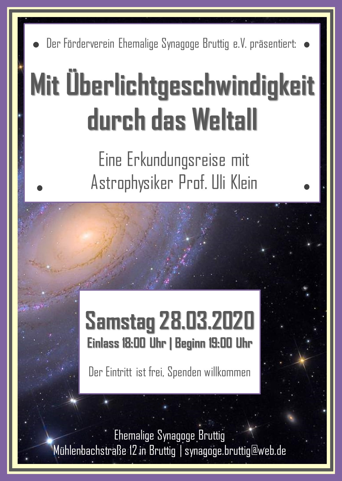 Vortrag Weltall Synagoge Bruttig 28.03.2020
